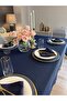 Royal Linen Textured Glitter Tablecloth Navy Blue - 7