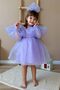 Lilac Long Sleeve Organza Girls' Party Dress - Sage