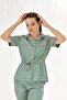 Mint Green Retro Women's Doctor Nurse Medical Scrubs Suit Luxury Lycra Fabric - 3