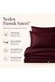 100% Cotton Satin Striped Double Duvet Cover Set - Claret Red - 7