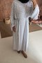 Striped Cotton Hijab Dress Women's Summer Oversize Comfortable Fit Belted Long Dress - 7