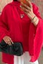 Women's Tencel Shawl Detailed Spanish Sleeve Red Blouse – Premium Loose Modern Hijab Blouse - 4