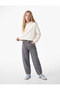 Cotton Stitched Detailed Pocketed Balloon Cut Denim Trousers