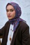 وشاح قطني ناعم، أزرق مائل للبني، بنمط هندسي، خفيف الوزن، مقاس 90×90 - 4