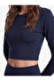 Slim Fit Crew Neck Long Sleeve Crop Sports T-Shirt - 4