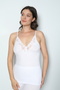 Women's Cotton Stretch Fabric Lace Detailed Thin Strap Stylish Undershirt - White 3098 - 2