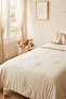 100% Cotton Combed Cotton Ecru Star Embroidered Children's Single Quilt Multi-Purpose Coverlet 155 X 215 - 6