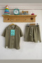 Boy's Textured Shirt and Shorts Set Khaki - 2