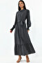 Women's Belted Polka Dot Hijab Dress 1511 - D. Black