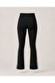 Black Wide Leg Winter Knitted Tights with Two White Stripes on the Side - 7