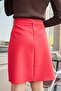 High Waist Lightweight Lycra Fabric Knee Length Bell Skirt-Red - 6