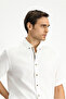 Short Sleeve Regular Fit Button Collar Linen Look Cotton Sports Shirt - 3