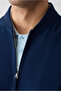 Seasonal Ribbed Bomber Coat with Pockets and Zipper - 3