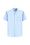 Short Sleeve Relaxed Fit Buttoned Collar Linen Look Cotton Sports Shirt - 7