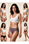 Top Bottom Set of 5 pairs of women's panties, low waist, Cotton, Daily, black, white, nude, burgundy, dark purple, SM - 3