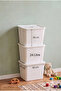 3 Pieces of Ultra Large 24 Liter 40X30X30 cm Polypropylene Plastic Organizer with White Lids - 3-Piece Toy Box and Storage Basket