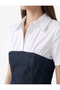 Slim Fit Short Sleeve Shirt with Corset Detail and Two Different Fabric Types - 4