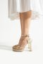 Pearly Ten Women's Platform 11cm Heels Pearl Ankle Strap Evening Dress Bridal Wedding Shoes - 5