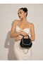 Black Color Satin Stone Chain Strap New Season Women's Evening Dress Porfoy Wedding Clutch Bag - 2