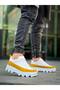 Kb-056 kuback white yellow detailed white high sole daily sports shoes - 2