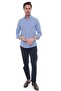 Slim Fit Long Sleeve Lapel Buttoned Breathable Linen Gift Boxed Men's Shirt Fs-004548 - Dark Blue - 5