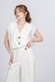 Women's Summer Ecru Celinea Wide Collar Vest and Wide Leg Trousers Set 1315 - 2