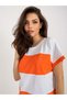 Tricou basic portocaliu si alb - 2