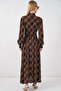 Women's Buttoned Long Hijab Dress 2588 - Brown - 6