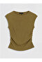 Lcw Everydaykhaki Crew Neck Gathered Blouse - 2