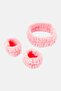 3 Pieces Textured Head Band With Wristband Set, Pink - 3