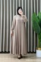 Sadakat Ferace Rabia Fabric Women's Beige Full-Length Zippered Kiloş Cut Ferace