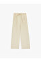 Wide-Legged Linen Trousers with Waist Tie and Pockets - 3