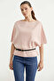 Low Sleeve Knitwear T-Shirt with Belt Accessory - Powder - 2