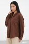 Brown Women's Muslin Shirt Oversize Single Pocket Loose Cut Cotton Lightweight - 2