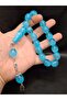 Special Smoky Blue Color Barrel Cut 17-Piece Mascot Model Glass Prayer Beads - 2