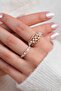 Gold Color Pearl Stone 2-Piece Adjustable Women's Ring Set - 2