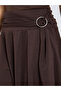 Brown Asymmetric Midi Skirt with O-Ring Detail - 3