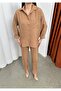 Women's Two-Piece Linen Shirt Pants Top and Bottom Set With Tie - 2