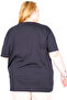 Mode XL Real Big Size Women's T-Shirt Bis Collar Manhattan U26118 Navy Blue - 5