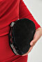 Women's Black Snake/Honeycomb Textured Metal Framed Evening Dress Wedding Bag with Chain Strap - 2