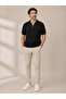 Half Zipper Premium Black Polo Collar Knitwear T-Shirt - Cotton & Tencel - 3
