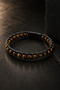 Men's Tiger's Eye Stone Leather Bracelet Double Row Natural Stone Weave Design Interlocking Stylish Bracelet - 5