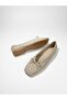 Women's Beige Stone Detailed Bowknot Square Toe Suede Ballerinas - 7