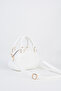Women's Lal White Heart Charm Detailed Adjustable Strap Zipper Closure Hand and Shoulder Bag - 4
