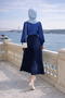 Women's Premium Pleated Navy Blue Long Hijab Skirt - 6