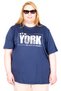 Mode XL Real Big Size Women's T-Shirt Bis Collar New York U26119 Indigo