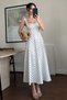 Square Neck Polka Dot Princess Model Long Maxi Dress Engagement Graduation Evening Dress Special Occasion - 2