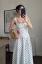 Square Neck Polka Dot Princess Model Long Maxi Dress Engagement Graduation Evening Dress Special Occasion - 3