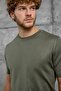 Men's T-Shirt Dp Bicycle Collar Khaki Regular Fit Crew Neck Cotton - 2