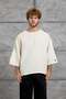 Men's T-Shirt Gst Fakir Kol Beige Oversize Linen Crew Neck - 3